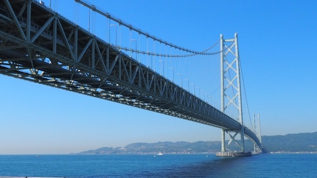 明石海峡大橋と淡路島